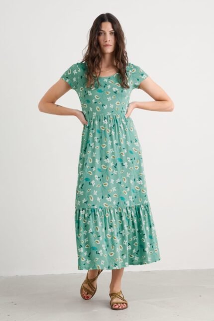 Tor View Short Sleeve Tiered Jersey Dress