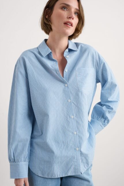 Sea Path Oversized Poplin Shirt